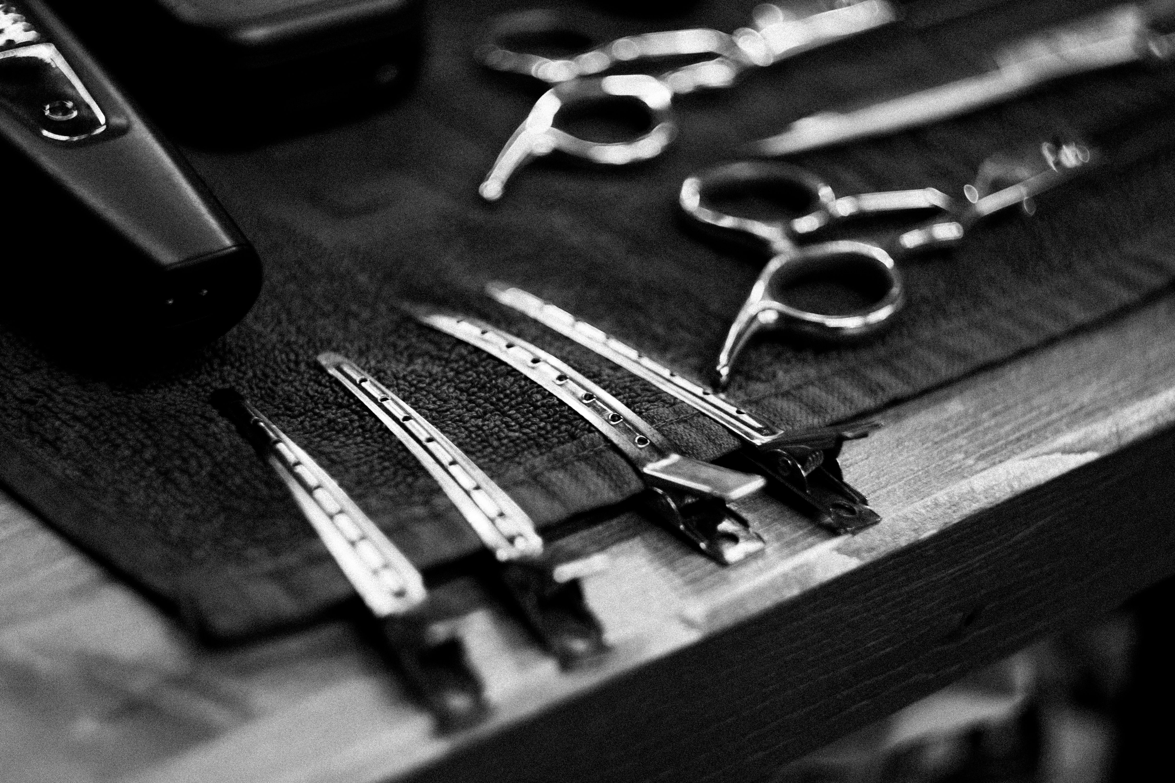 Premium barber station detail with grooming equipment